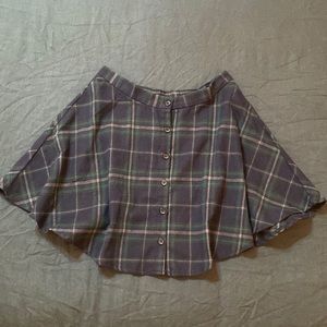 Green Navy Blue Flannel Flare Skirt Large